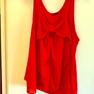 Bright Red Bow Sheer Tank